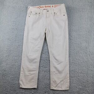 Rock Revival Betty Easy Crop White Jeans Rhinestone Fleur De Lis‎ Size 27